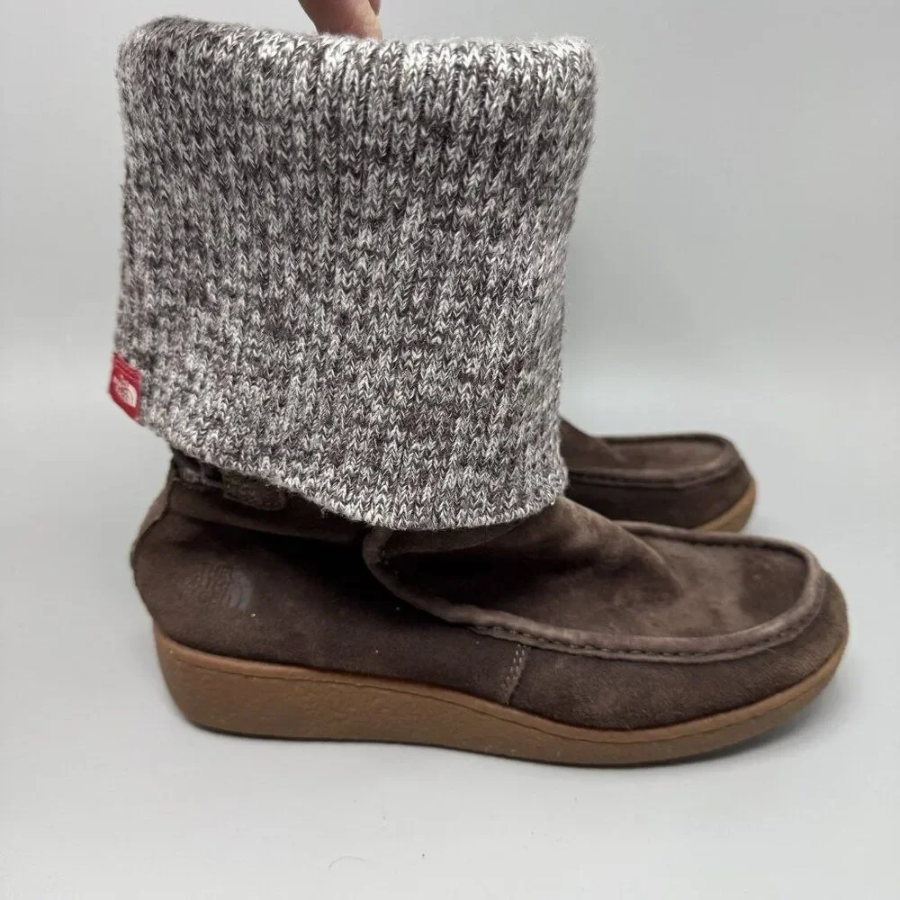 The North Face Alana Mid Knit Cuff Suede Winter Boots Size 7 Insulated